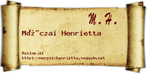 Máczai Henrietta névjegykártya